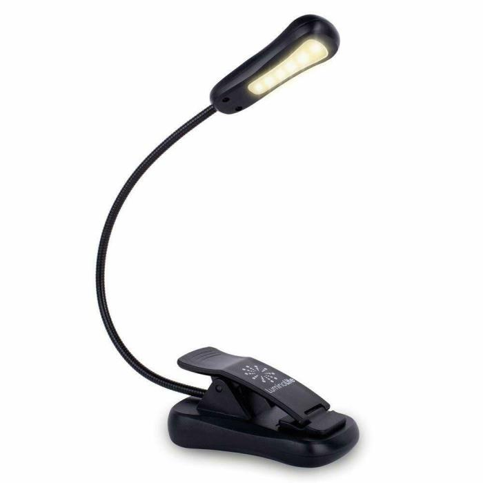 LuminoLite B076SVC7SN Rechargeable 3000K Warm 6 LED Book, Easy Clip Lights Bed.