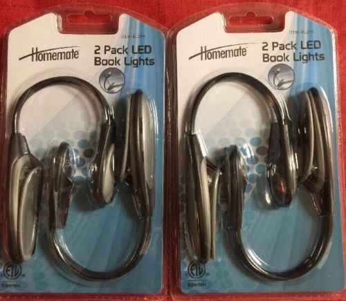 LOT OF 4 NEW HOMEMATE LED Book Lights Batteries Included 2 Packs Sealed