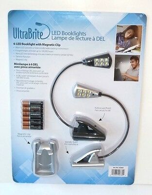 UltraBrite LED Book Lights Set Magnetic Clip Metallic Finish Black & Silver