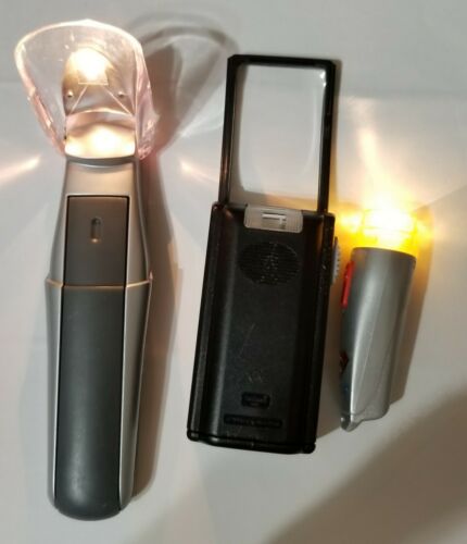 Clip-on book reading light,  small flashlight & magnifier