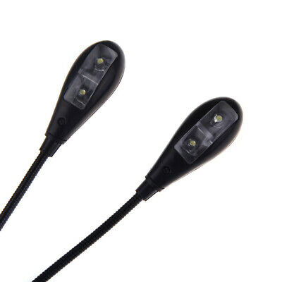 Black Clip-on 2 Dual Arms 4 LED Flexible Book Music Stand Light Lamp N6K8