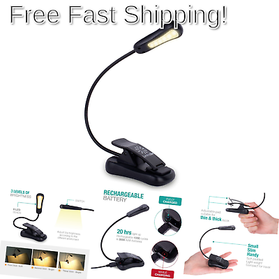 LuminoLite B076SVC7SN Rechargeable 3000K Warm 6 LED Book, Easy Clip Lights Be...