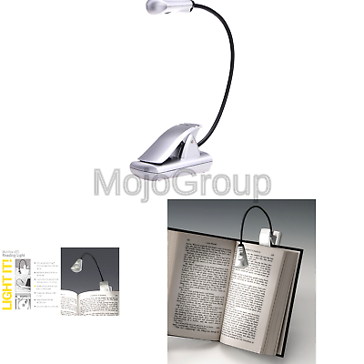 Light It! By Fulcrum, LED Book Reading Light, Clip On, Silver 1 pack