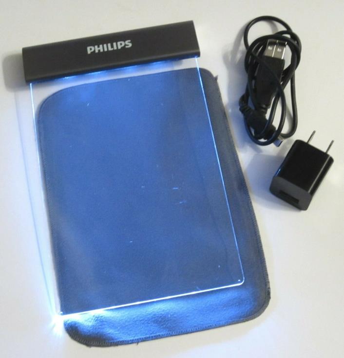 Discontinued Philips LAC71AWGC/10 LED Reading Book Light Flat Page w/ Charger