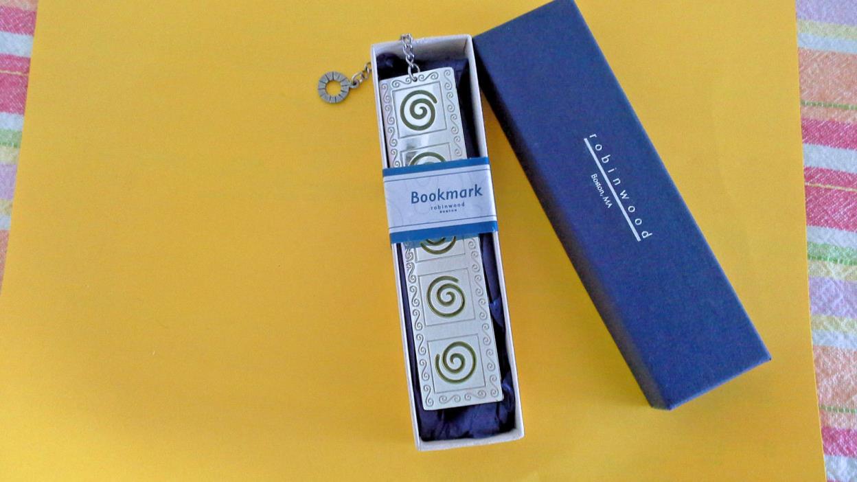 Robinwood Silvertone Bookmark in original Gift Box about 4.5