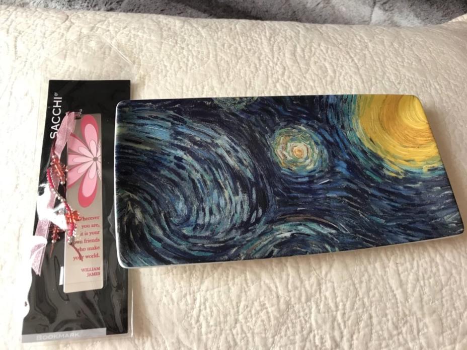 NWT BARNES & NOBLE Sacchi bookmark & porcelain moms Van Gogh tray,,NEW