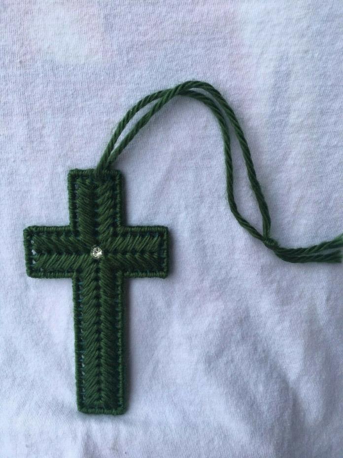 cross, bookmark, handmade, craft, yarn, rhinestone