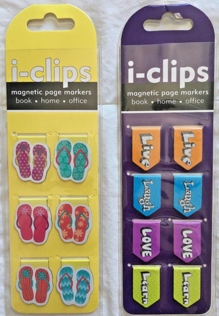 i-Clips Magnetic Page Markers Book Home Office Flip Flops Live Love Laugh Learn
