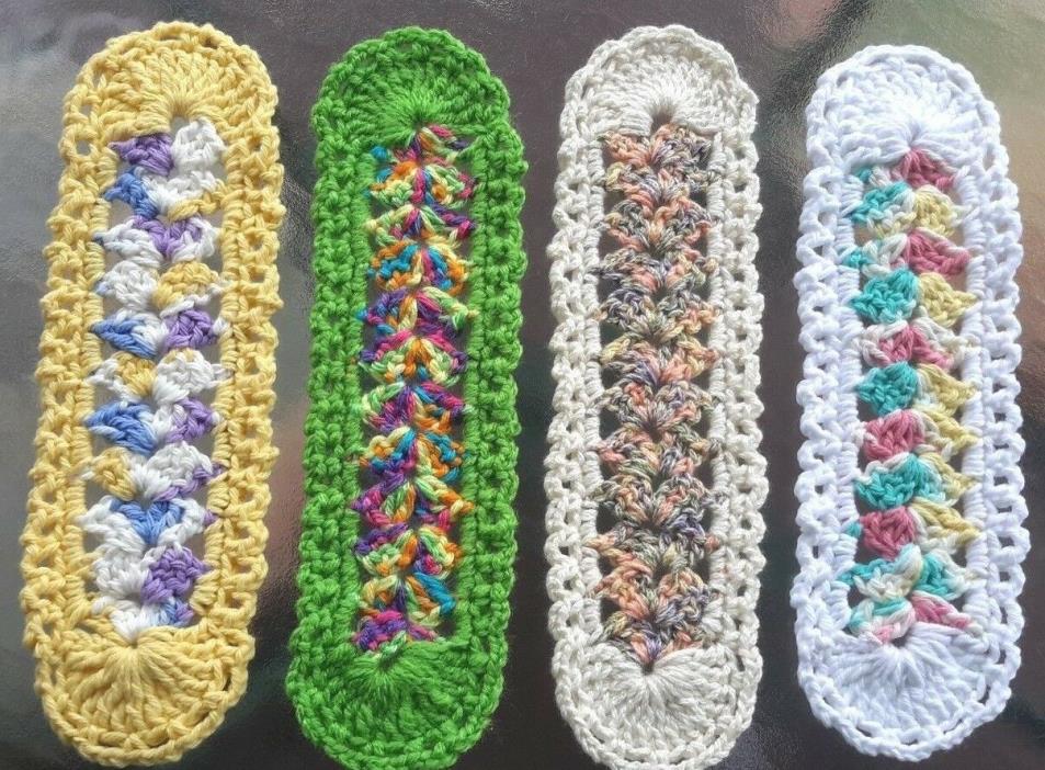 HANDMADE CROCHET BOOKMARKS-CHOICE OF 4 DIFFERENT STYLES-BRAND NEW!