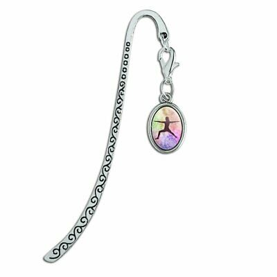 Warrior II 2 Yoga Pose Metal Bookmark Page Marker with Oval Charm