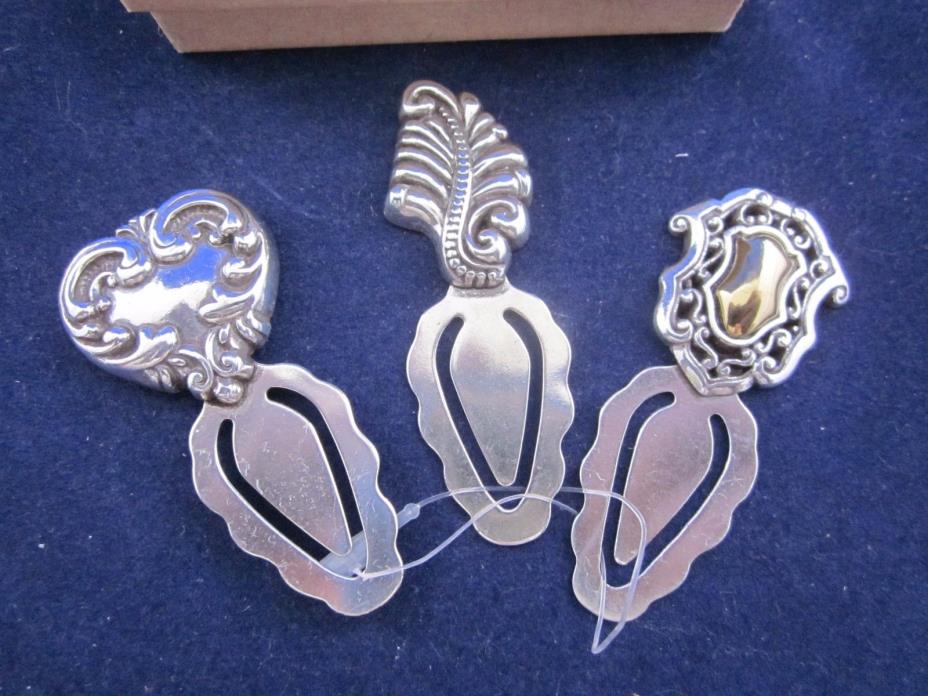 BRIGHTON Bookmark Set of 3 Heart, Feather & Shield ~ VINTAGE NEW in BOX