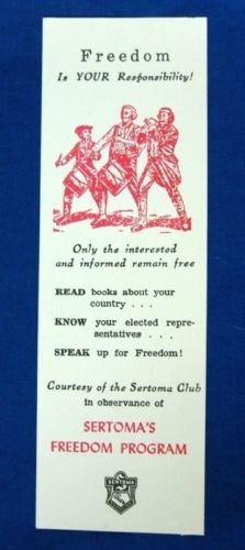 Freedom is YOUR Responsibility Sertoma Club Freedom Program Advertising Bookmark