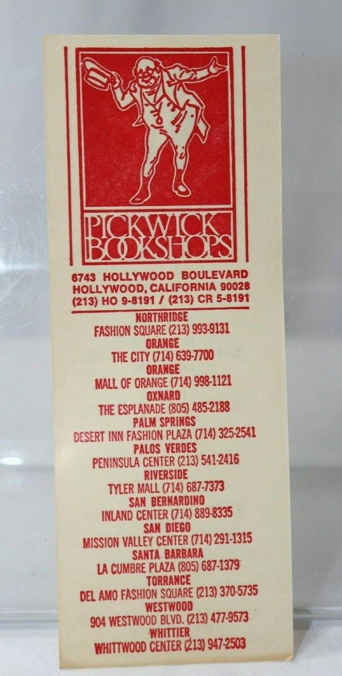 Vintage Pickwick Book Shop Bookmark Hollywood Boulevard Blvd California CA