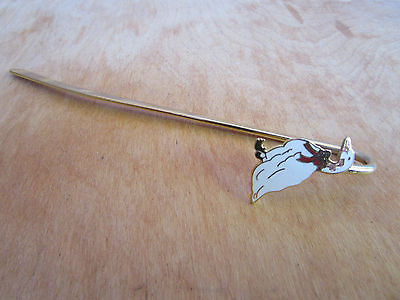 Metal Bookmark White / Gold Colored Duck With Bow