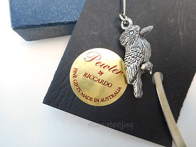 Australian Pewter Bookmark with Kookaburra Bird Charm 3D for Book Lover