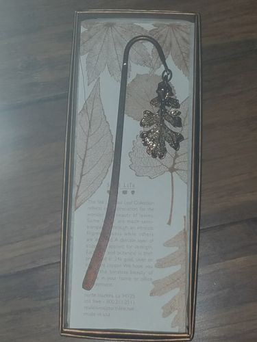 Copper coated leaf with 24k plating, bookmark.