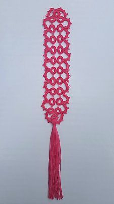 New Handmade Tatted lace Bookmark with tassel- Pink