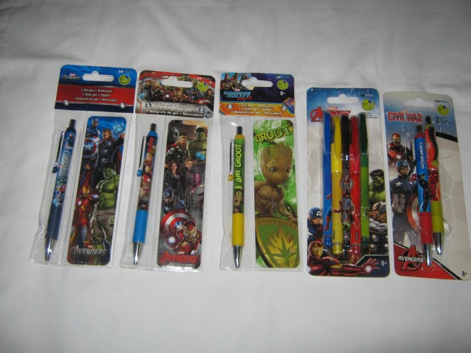 Marvel Comic Avangers pen & bookmark lot Inkworks Groot