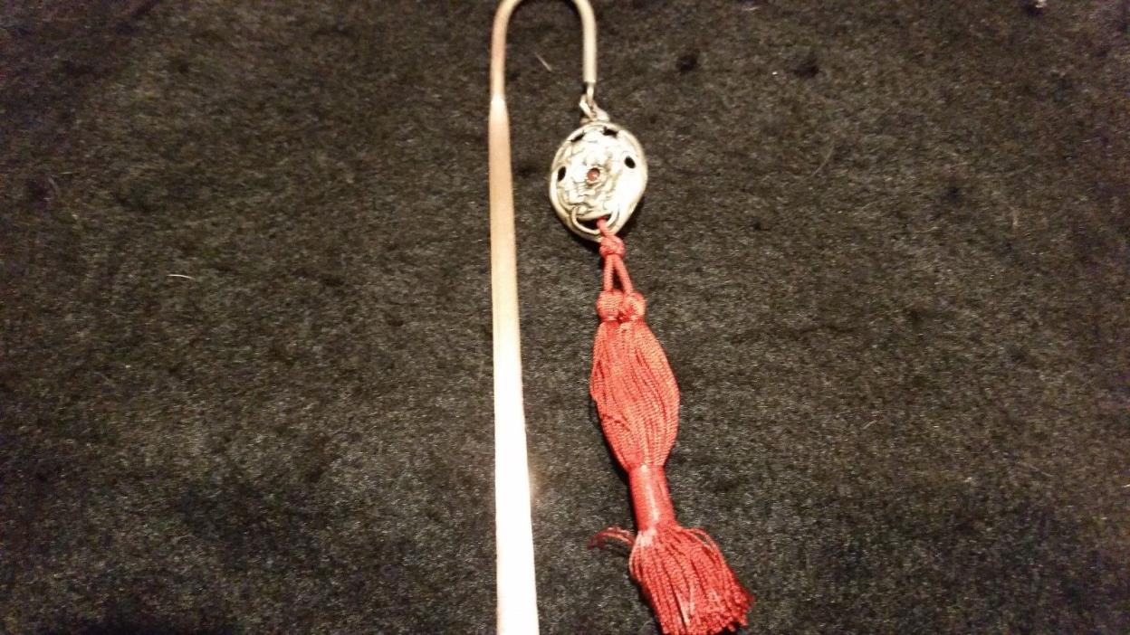 VINTAGE LADIES METAL BOOKMARK WITH TASSELS GIFT BOXED EXCELLENT CONDITION 1940's