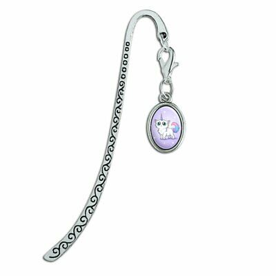 Cat Unicorn Metal Bookmark Page Marker with Oval Charm
