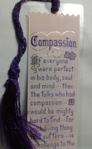 Vintage Weve A Gift Woven Bookmark  COMPASSION Laminated Woven Made In USA