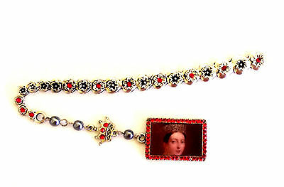Queen Victoria of the United Kingdom Silver Bookmark Red Rhinestones