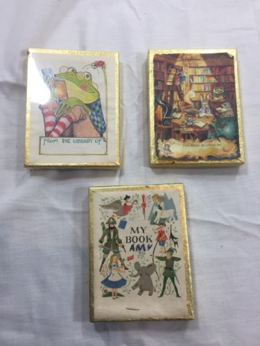 ANTIOCH BOOKPLATES COMPANY Vintage Story Book, Frog, Animal Library Made in USA