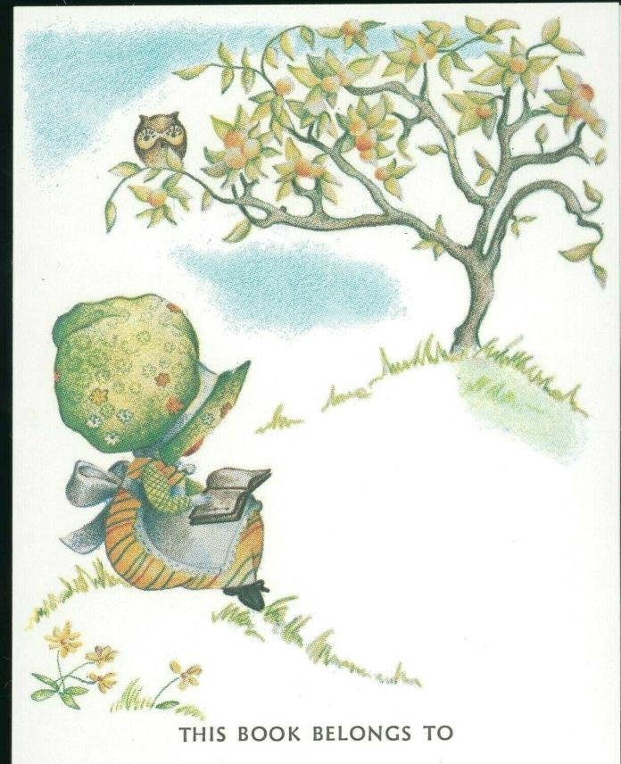 Antioch Bookplates Bonnet Girl Holly Hobbie 41 bookplates labels vintage EUC