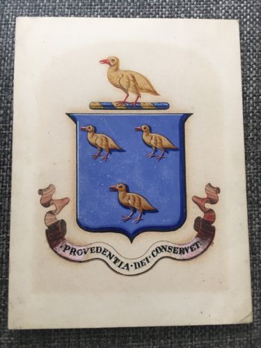 Culleton Hand Painted Book Plate Family Crest Cranbourne St London Matley Motley