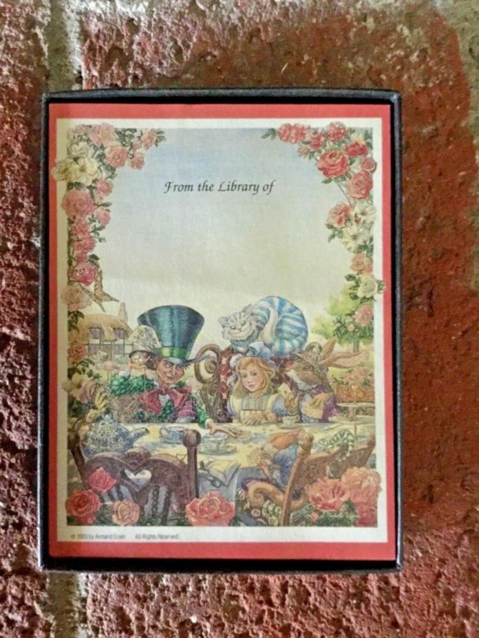 NEW 1983  'From the Library of' Antioch Bookplates Alice In Wonderland Box Of 28