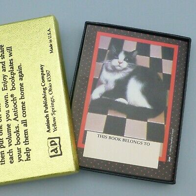 Vintage Antioch Bookplates Black & White Cat Heather Cooper Box of 30 B289 1989