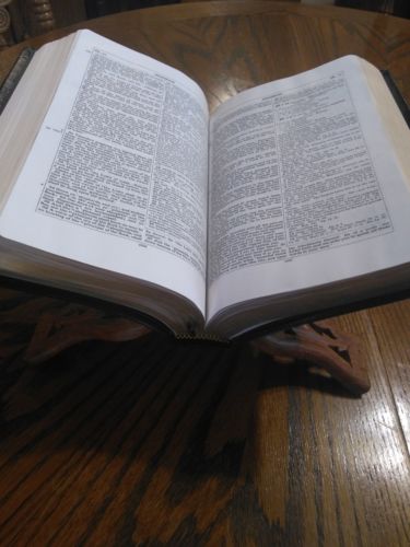 Vintage Hand Carved Wooden Bible Book Ornate Easel