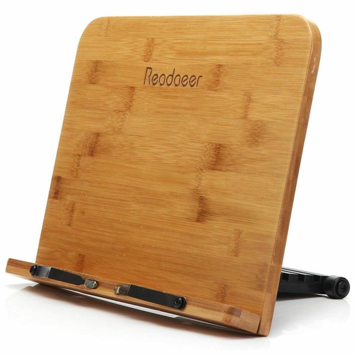 Bamboo Book Rest Holder Document Cookbook Adjustable Reading Stand Desk