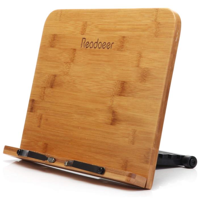 Bamboo Book Stand Adjustable Document Cookbook Holder Reading Rest Desk Rack