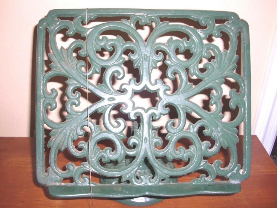 ~GREEN~CAST IRON~TABLETOP~RECIPE BOOK HOLDER~PAGES WEIGHTS~9