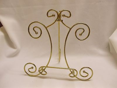 vintage gold tone fancy cook book picture bible easel display rack