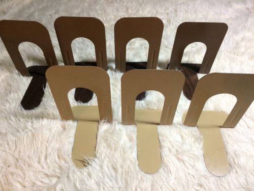 Bookends LOT of 7 LARGE TALL Library brown steel 9 Inches L Shaped Organization