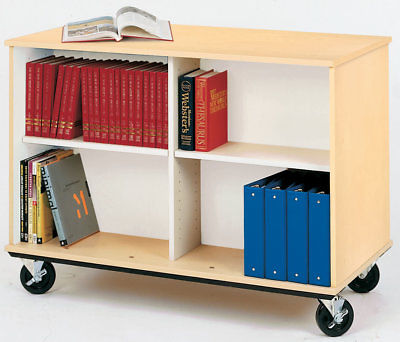 Stevens ID Systems Mobiles Double-Sided Book Cart Medium Oak