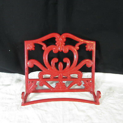 Red Cast Iron Tabletop Countertop Recipe Book Holder 10 x 8 x 5