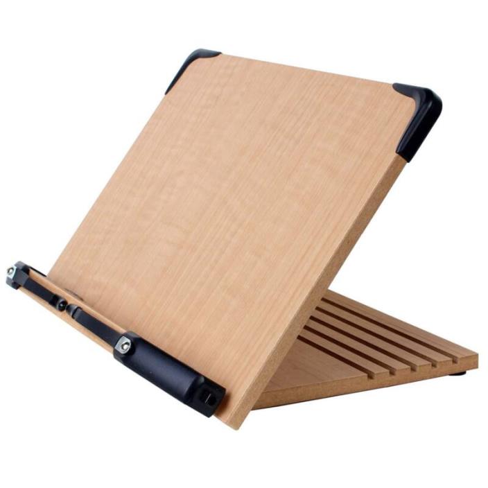 Wood Book Stand Recipe Holder For Kitchen Foldable Holder Tray Page Paper Clips