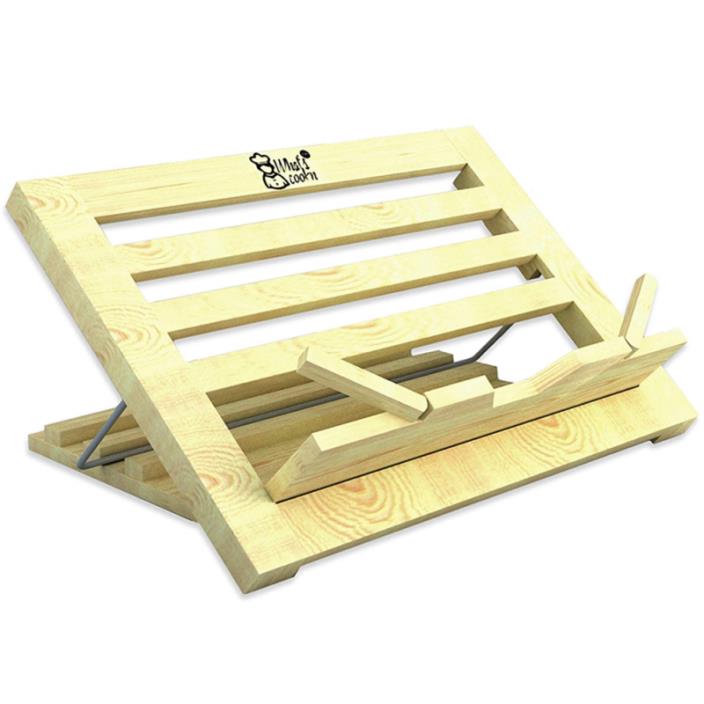 Book Stand | Recipe Holder Large Wood | 3 Position Adjustable Height and Portabl