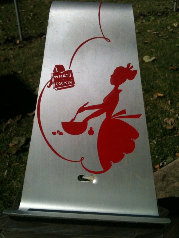 Vintage Aluminum Cookbook Stand What's Cookin Red Graphics