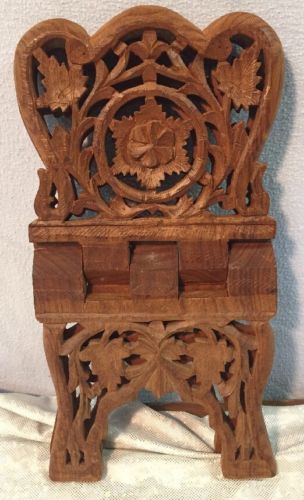 Vintage Hand Carved Wood Book Stand 13