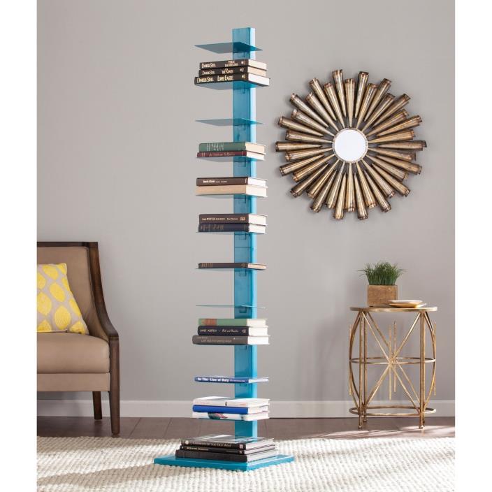 Blue Spine Tower Book Shelf Vertical Book Stand Holder Storage Minimalist Holder