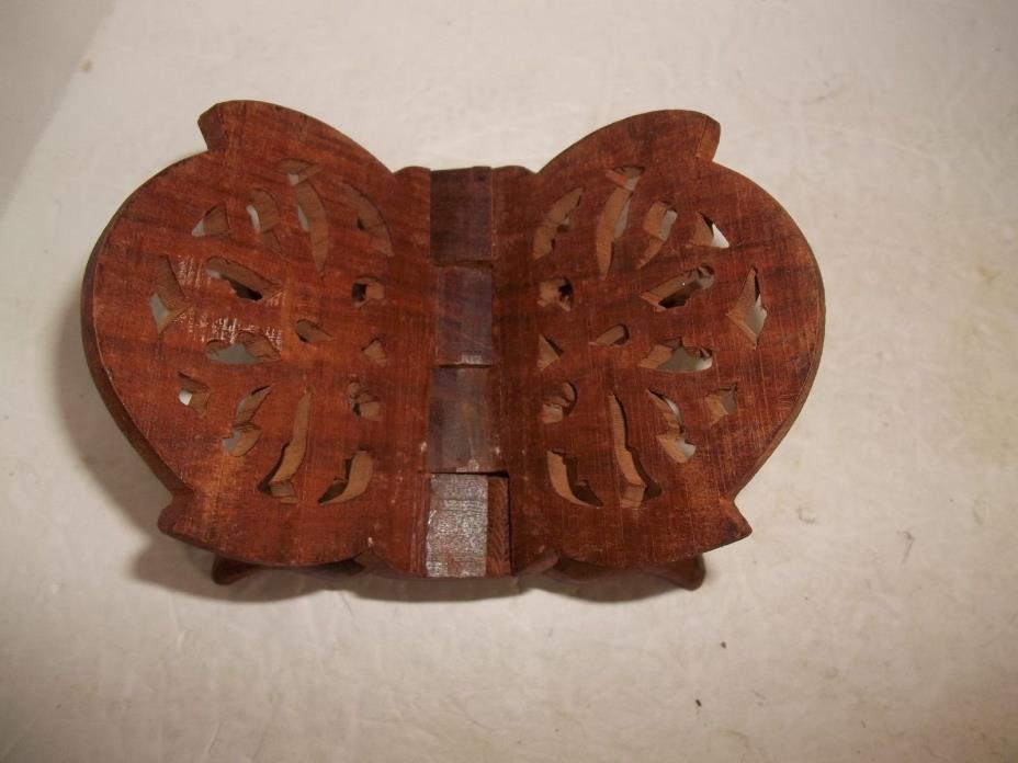 Vintage Book Holder Stand Wooden Carved Wood Folding Cookbook Bible Novel Other