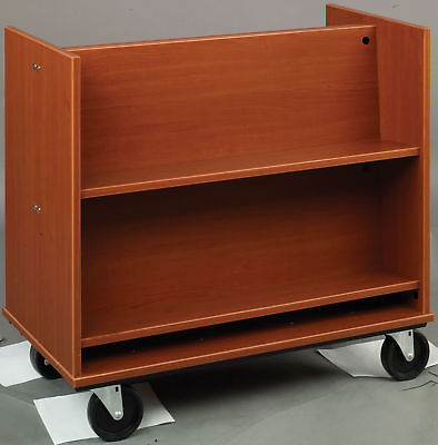 Stevens ID Systems Library Double-Sided Sloped-Shelf Book Cart Cherry