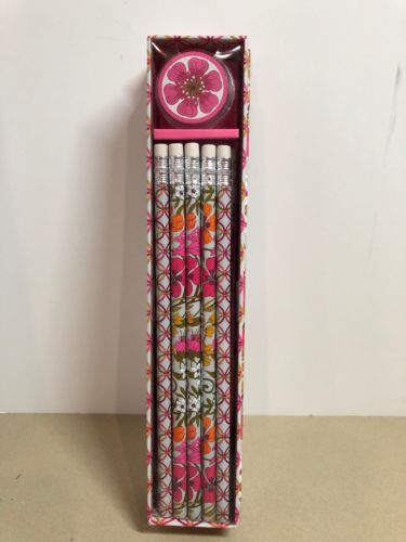 Vera Bradley Retired Pencil Box & 10 Pencils With Sharpener 