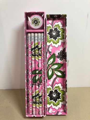 Vera Bradley Retired Pencil Box & 10 Pencils With Sharpener 