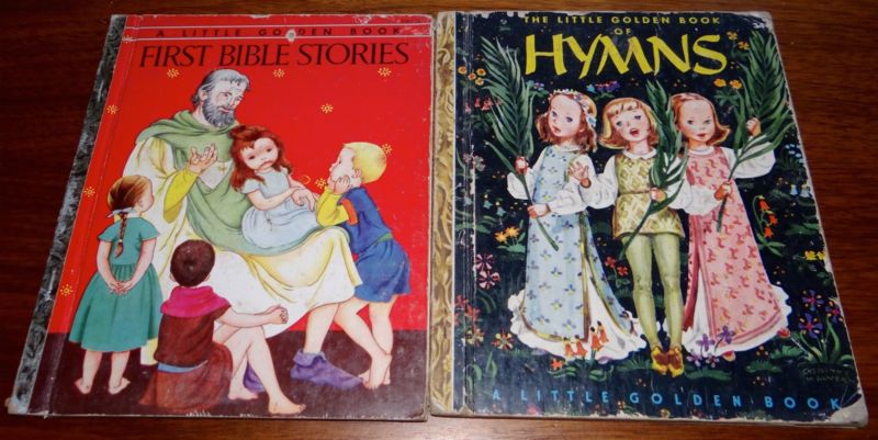 LGB Little Golden Book 1954 FIRST BIBLE STORIES “A” & 1947 HYMNS “D