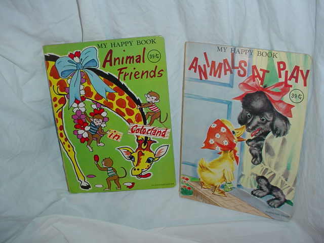 Vintage My Happy Book Animal 2 Board Books~ Doeisha Japan